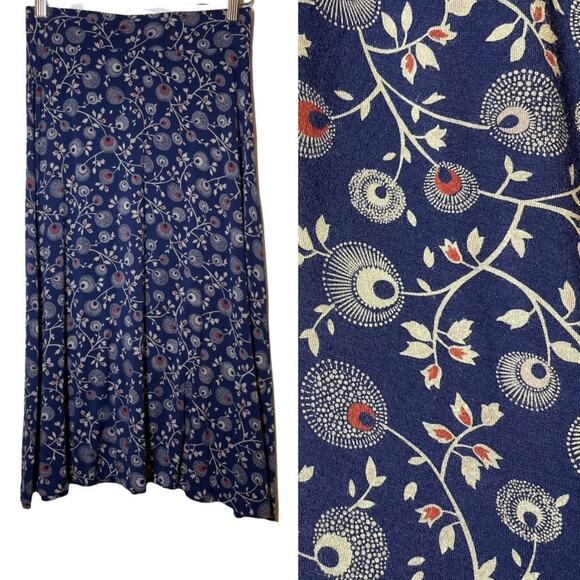 Caslon Blue Jersey Knit Abstract Floral Skirt XS - Picture 1 of 6